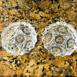 Vintage Ashtray trinket Dish Anchor Hocking Clear Cut Glass Star 4" set of 2